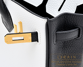 Hermes　Birkin bag 25　White/Black　Clemence leather　Matt gold hardware