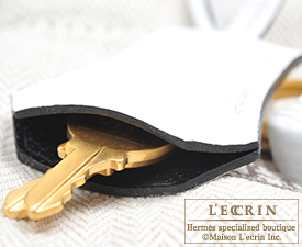 Hermes　Birkin bag 25　White/Black　Clemence leather　Matt gold hardware