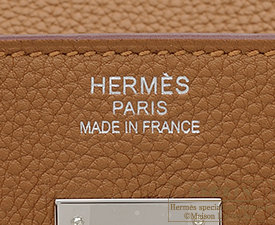 Hermes　Birkin Officier 40　Gold/Jaune ambre　Togo leather/Swift leather　Silver hardware