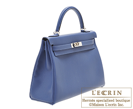 Hermes　Personal Kelly bag 32　Blue brighton/Capucine　Evercolor leather　Silver hardware