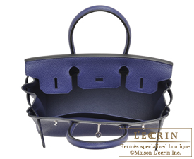 Hermes　Birkin bag 30　Blue encre　Clemence leather　Silver hardware