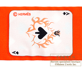Hermes　Twilly　Jeu de Cartes　Vermillon/Rouge H/White　Silk