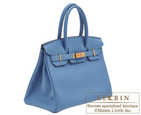 Hermes　Birkin bag 30　Azur　Togo leather　Gold hardware
