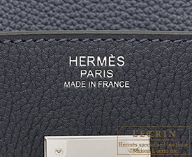 Hermes　Birkin Officier 30　Blue nuit/Vert cypres　Togo leather/Swift leather　Silver hardware