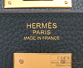 Hermes　Kelly bag 32　Retourne　Vert cypres　Togo leather　Gold hardware