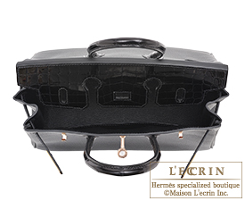 Hermes　Birkin Touch bag 25　Black　Novillo leather/Niloticus crocodile skin　Rose gold hardware