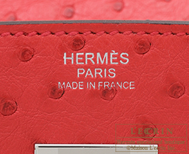 Hermes　Birkin bag 30　Bougainvillier　Ostrich leather　Silver hardware