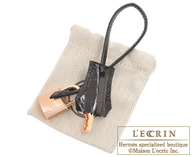 Hermes　Birkin Touch bag 30　Black　Novillo leather/Niloticus crocodile skin　Rose gold hardware