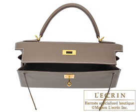 Hermes　Kelly bag 32　Etoupe/Taupe grey　Epsom leather　Gold hardware