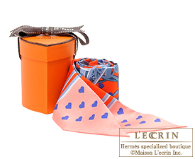 Hermes　Twilly　Brides de Gala Love　Orange/Gris bleute/Salmon　Silk