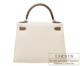 Hermes　Kelly bag 28　Craie/Etoupe grey　Epsom leather　Silver hardware