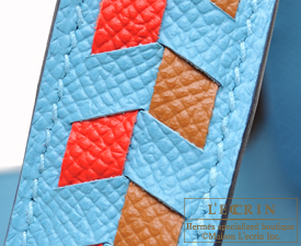 Hermes　Picotin Lock　Tressage De Cuir bag PM　Blue du nord/Rouge coeur/Gold　Epsom leather　Silver hardware