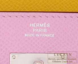Hermes　Kelly wallet long Verso　Mauve sylvestre/Jaune de naples　Epsom leather　Silver hardware