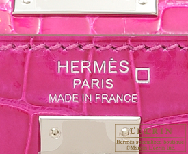 Hermes　Kelly bag 25　Rose scheherazade　Alligator crocodile skin　Silver hardware