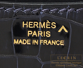 Hermes　Constance mini　Blue marine　Porosus crocodile skin　Gold hardware