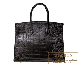 Hermes　Birkin bag 30　Black　Matt alligator crocodile skin　Gold hardware