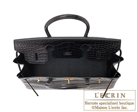Hermes　Birkin bag 30　Black　Matt alligator crocodile skin　Gold hardware