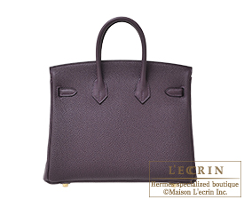 Hermes　Birkin bag 25　Raisin　Togo leather　Gold hardware