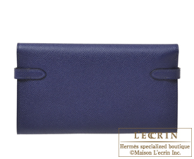 Hermes　Kelly wallet long Verso　Blue encre/Blue zellige　Epsom leather　Silver hardware