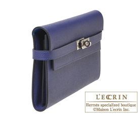 Hermes　Kelly wallet long Verso　Blue encre/Blue zellige　Epsom leather　Silver hardware