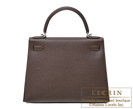 Hermes　Kelly bag 28　Chocolat　Epsom leather　Silver hardware