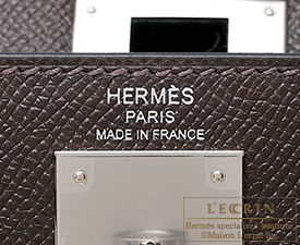 Hermes　Kelly bag 28　Chocolat　Epsom leather　Silver hardware