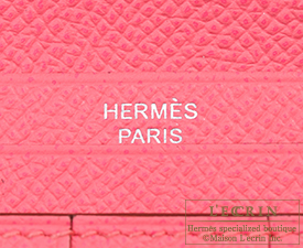 Hermes　Bearn Soufflet Verso　Apricot/Rose azalee　Epsom leather　Silver hardware
