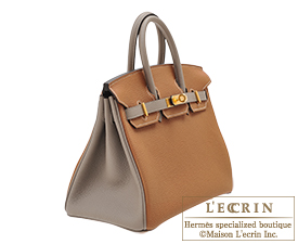 Hermes　Birkin bag 25　Gold/Gris asphalt　Togo leather　Gold hardware