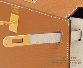 Hermes　Kelly bag 25　Sellier　Gold/Craie　Epsom leather　Matt gold hardware