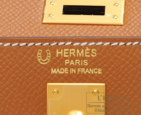 Hermes　Kelly bag 25　Sellier　Gold/Craie　Epsom leather　Matt gold hardware