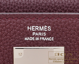 Hermes　Kelly bag 28　Bordeaux　Togo leather　Silver hardware