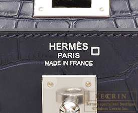 Hermes　Kelly bag 25　Blue marine/Rose purple　Matt alligator crocodile skin　Silver hardware