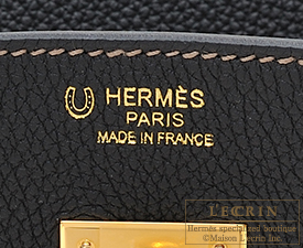 Hermes　Birkin bag 30　Black/Etoupe grey　Togo leather　Gold hardware