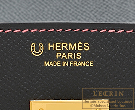 Hermes　Birkin bag 30　Black/Rose azalee　Epsom leather　Gold hardware