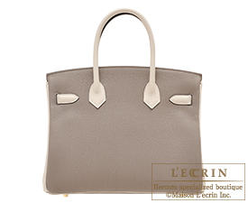 Hermes　Birkin bag 30　Gris asphalt/Craie　Togo leather　Gold hardware