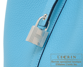 Hermes　Picotin Lock　Eclat bag 22/MM　Blue du nord/Rouge coeur　Clemence leather/Swift leather　Silver hardware