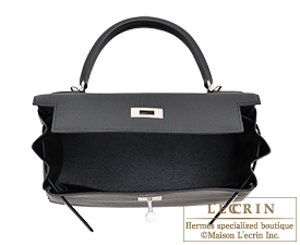Hermes　Kelly bag 28　Black　Togo leather　Silver hardware