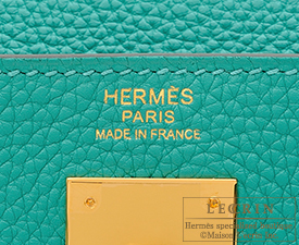Hermes　Kelly bag 32　Retourne　Vert verone　Togo leather　Gold hardware