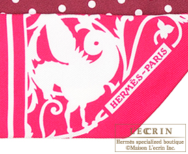 Hermes　Twilly　Astrologie a Pois　Fuchsia/White/Bordeaux　Silk