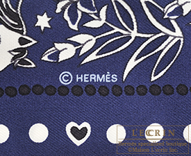 Hermes　Twilly　Entre Ciel et mer Bandana　Marine/White/Black　Silk