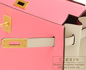 Hermes　Personal Kelly bag 25　Rose azalee/Craie　Epsom leather　Matt gold hardware