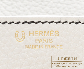 Hermes　Birkin bag 25　White/Black　Clemence leather　Gold hardware