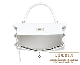 Hermes　Kelly bag 28　White　Clemence leather　Silver hardware