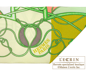 Hermes　Twilly　Coup de Fouet au Bloc　Vert/Peche/Chartreuse　Silk