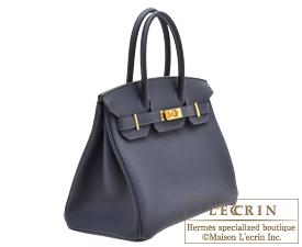 Hermes　Birkin bag 30　Blue nuit　Togo leather　Gold hardware