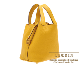 Hermes　Picotin Lock bag 18/PM　Jaune ambre　Clemence leather　Gold hardware