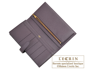 Hermes　Bearn Soufflet　Raisin　Epsom leather　Gold hardware