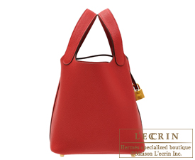 Hermes　Picotin Lock bag 18/PM　Rouge piment　Maurice leather　Gold hardware