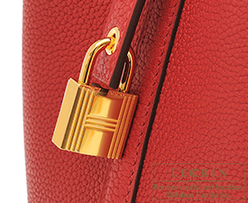 Hermes　Picotin Lock bag 18/PM　Rouge piment　Maurice leather　Gold hardware
