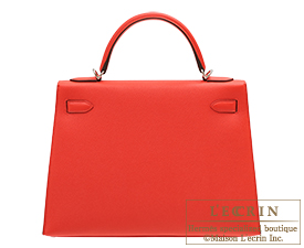 Hermes　Kelly bag 32　Rouge coeur　Epsom leather　Silver hardware